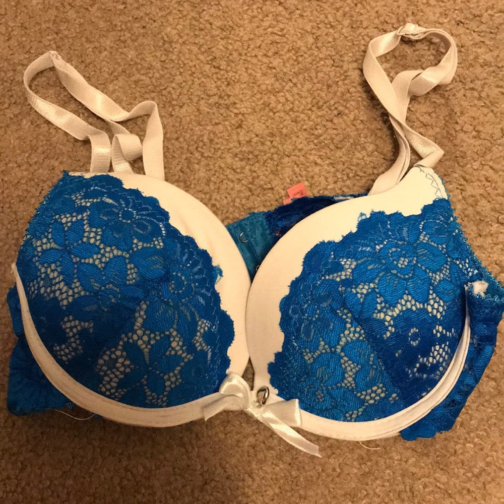 Blue lace bra